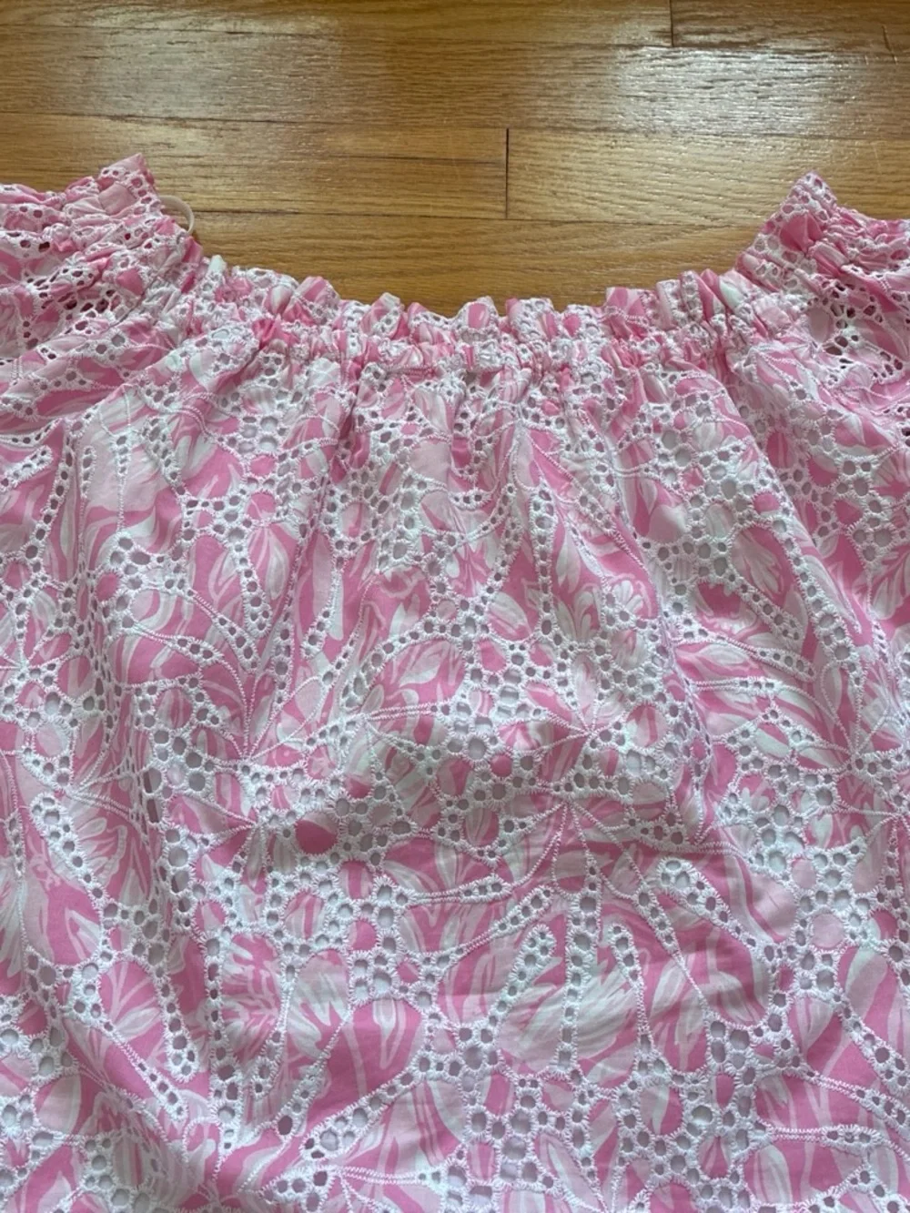 Lilly Pulitzer Pink Eyelet Off-Shoulder Blouse